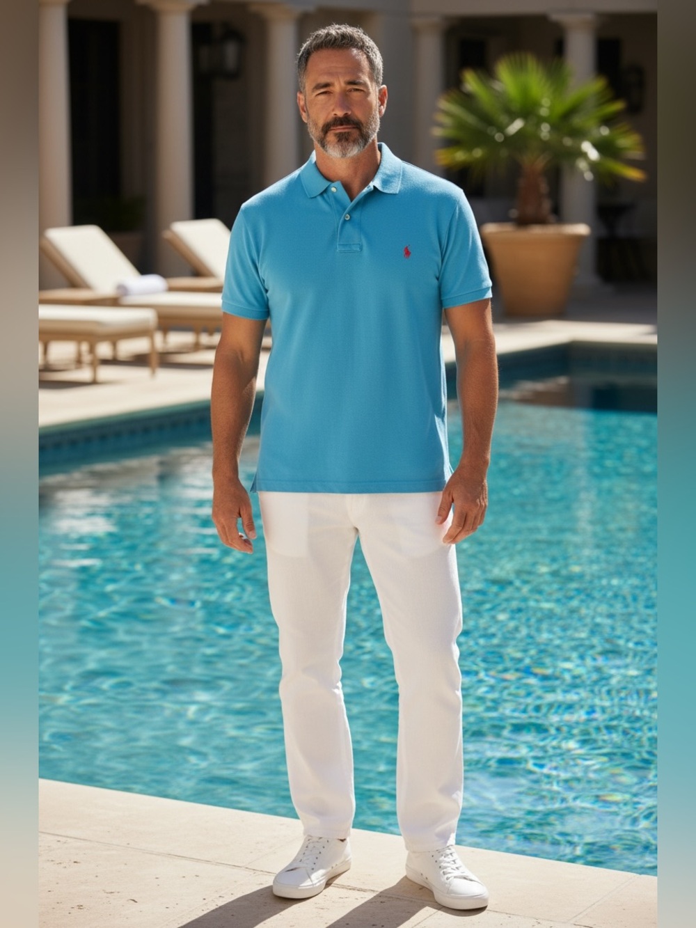 Polo Ralph Lauren 100% Cotton Pastel Blue Mens Polo Shirt Preppy Academia Career